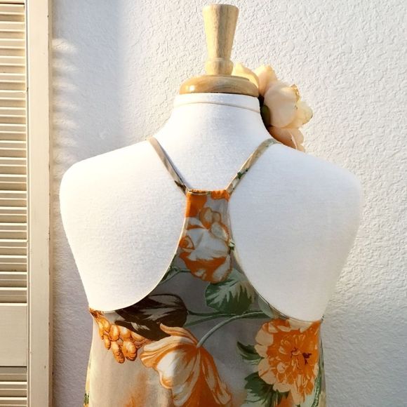Tea n Rose Orange Botanical Floral Trapeze Dress - Picture 3 of 8